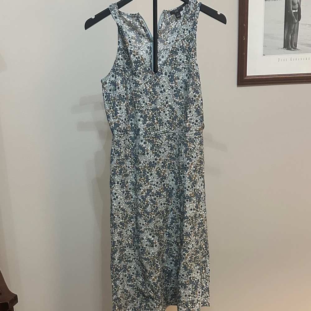 Ann Taylor Blue Floral Midi Dress